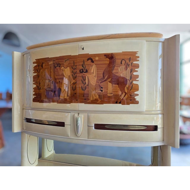 Mid-Century Modern Italian Parchement Bar Cabinet by Dassi, 1950s For Sale - Image 16 of 18