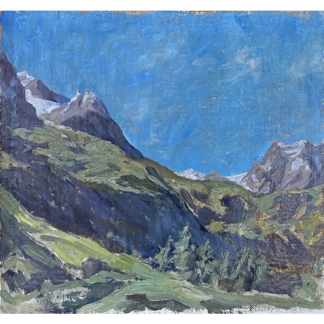 Rustic Mountain Landscape, 1950s, Oil Painting, Framed For Sale - Image 3 of 13