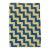 Vintage 1940s Streak of Lightning Cotton Quilt - Blue and Yellow Staircase Geometric Stepped Pattern - 77" X 57" For Sale