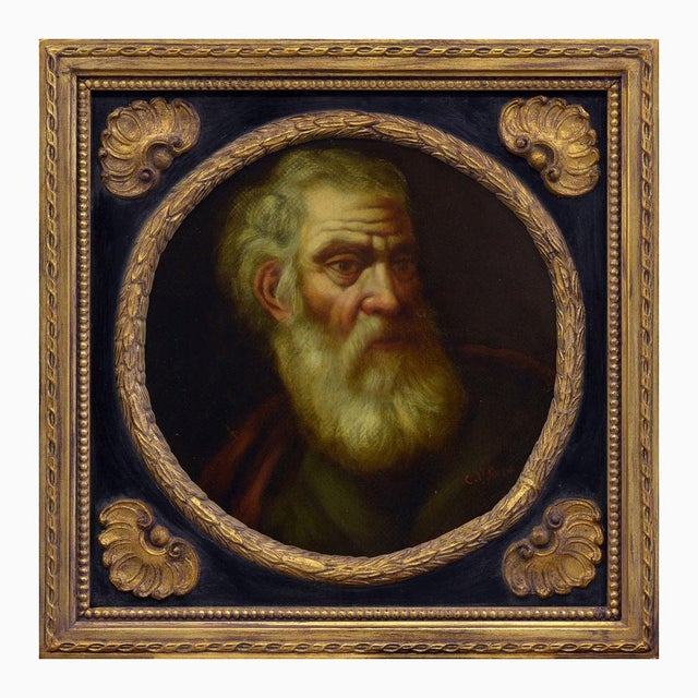 1990s Neapolitan School Artist, Philosopher, 1600s, Oil on Canvas, Framed For Sale - Image 5 of 6