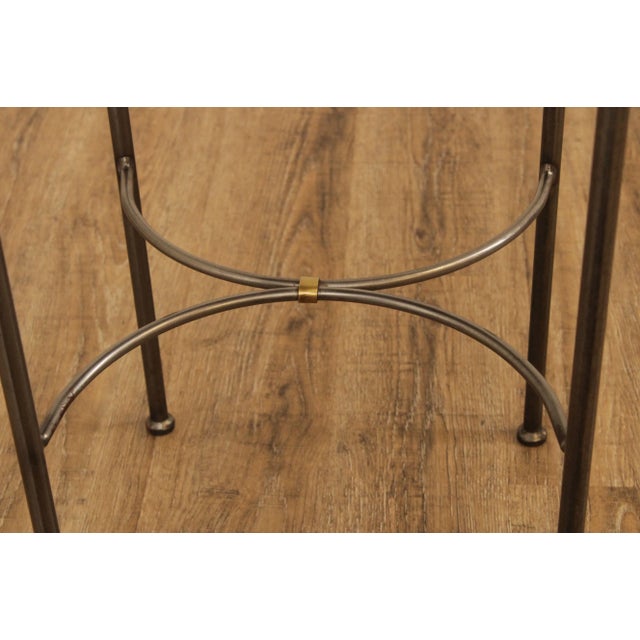 Forged Steel Base Round Marble Top Side Table For Sale In Philadelphia - Image 6 of 13