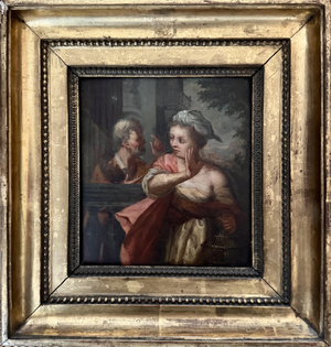 French School Artist, The Confidence or the Romantic Rendezvous, 1750-1780, Oil on Wood, Framed
