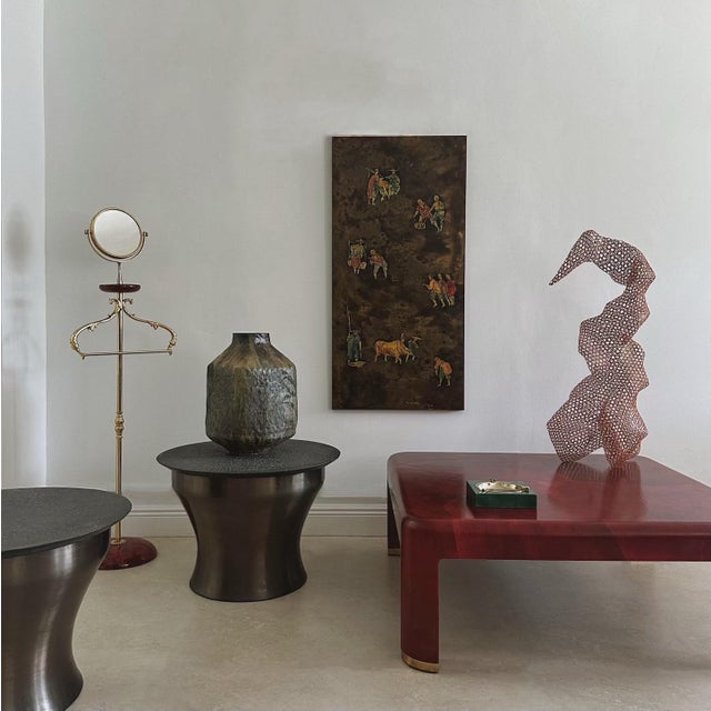 Pair of Karl Springer Rain Drum Occasional Tables in Bronze With Slate Top, 1970s For Sale - Image 10 of 10