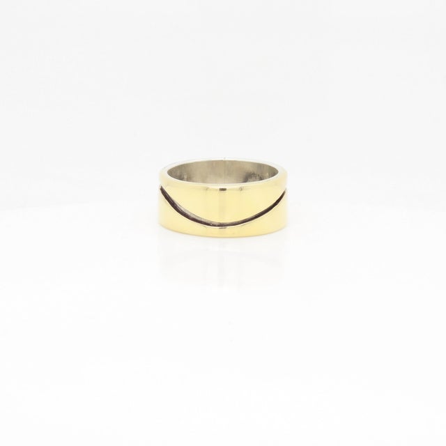 Mid 20th Century Vintage Mid-Century Modernist Paul Lobel Mixed Metal Gold/Silver Cigar Band Ring For Sale - Image 5 of 13