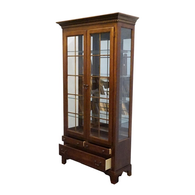 Wood American of Martinsville Solid Cherry Contemporary Traditional 44" Lighted Display Curio Cabinet 125-421 For Sale - Image 7 of 13