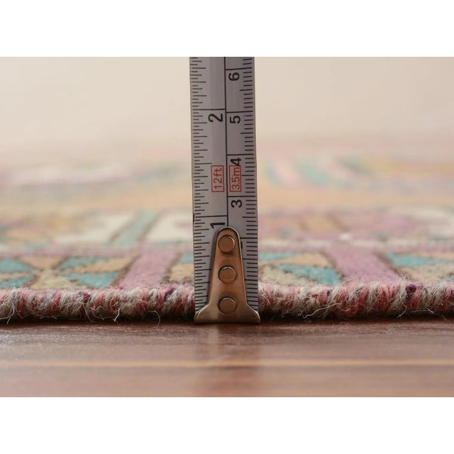 Vintage Persian Karabakh Colorful Worn Down Hand Knotted Oriental Runner Rug For Sale In New York - Image 6 of 8