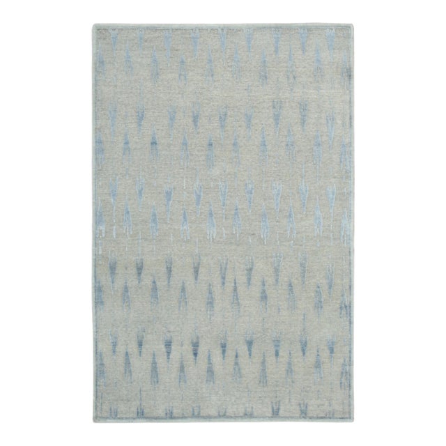 Contemporary Block Print Geometric Natural Silk Runner by Rug & Kilim, India For Sale
