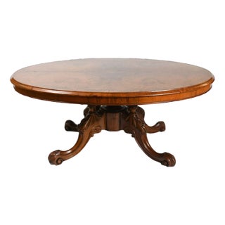 Late 19th Century Finely Figured Burl Walnut Converted Victorian Loo Table For Sale