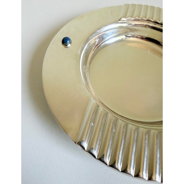 Metal Cartier Silver-Plated Ashtray With Lapis Lazuli Cabochon Accents For Sale - Image 7 of 11