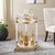 Metal Pasargad Home Crystallin 2-Tier Bar Cart With Gold Accents & Wheels For Sale - Image 7 of 8
