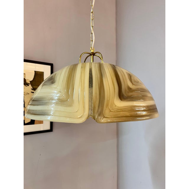 Hanging Lamp in Brown Glass and Chrome by Cristallux For Sale - Image 5 of 11