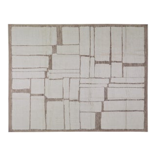 Moroccan Hand Knotted Wool Rug, 9'x12'1" For Sale