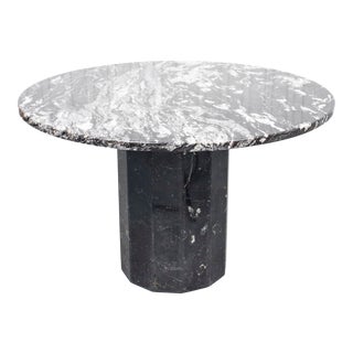 Post-Modern Black and White Marble Dining Table For Sale