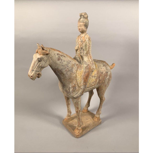 Terracotta Sculpture of a Horseman, Han Dynasty, 206 BC - 220 AD, Mingqi, China For Sale - Image 4 of 12