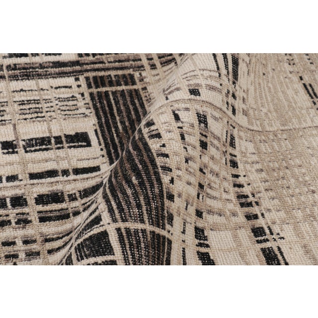 Rug & Kilim’s Modern Distressed Geometric Rug in Beige/Brown White & Black Tones For Sale In New York - Image 6 of 8