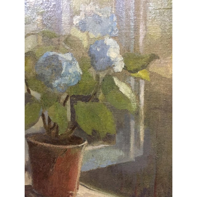 1970s 1970s Oil Painting Flower on the Windowsill Seleznev Vladimir Pavlovich For Sale - Image 5 of 8