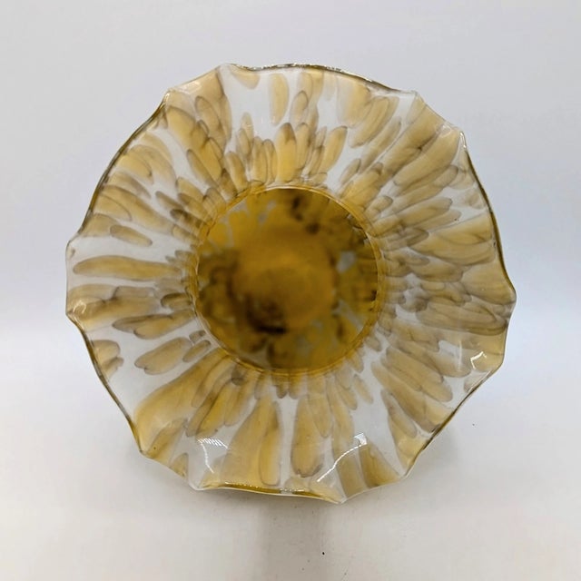 Murano Vintage MCM Murano Style Ruffled Top Swirl Vase For Sale - Image 4 of 5