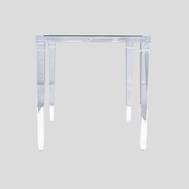 1970s Italian design clear acrylic side table with glass top.