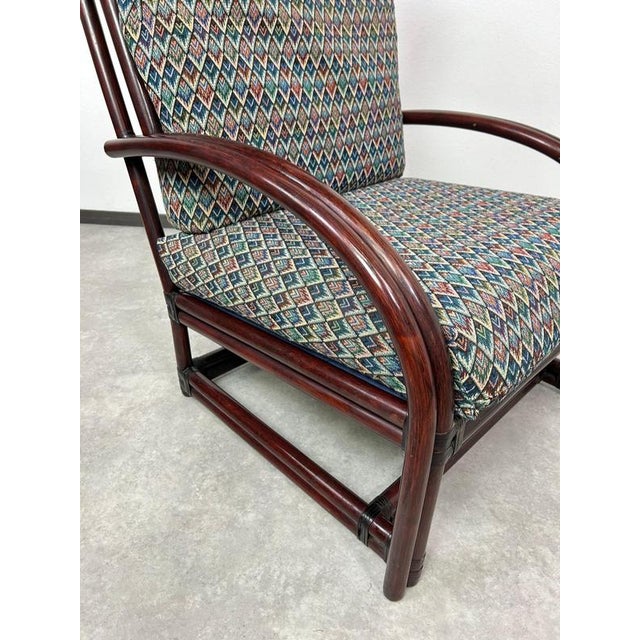 Gray Set of Mid-Century Modern Bamboo Wingchair with Ottoman from Gervasoni, 1970s For Sale - Image 8 of 18