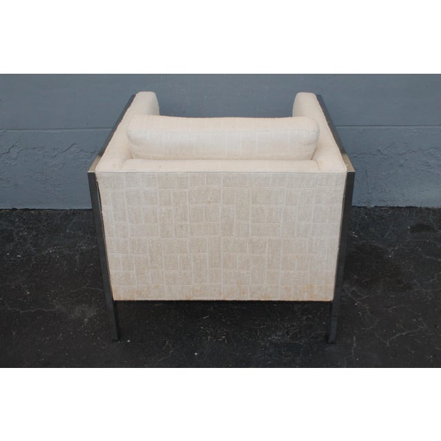 Off-white C1970's Ultra Modern All Metal Framed Club/ Lounge Chairs - Original - a Pair For Sale - Image 8 of 12