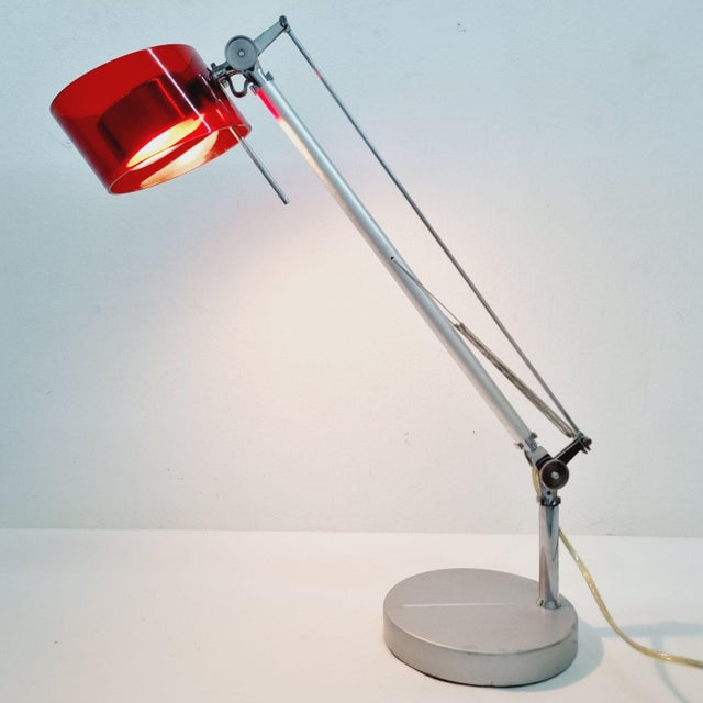 Red Vintage Red and Chrome Table Lamp, 1980s For Sale - Image 8 of 14