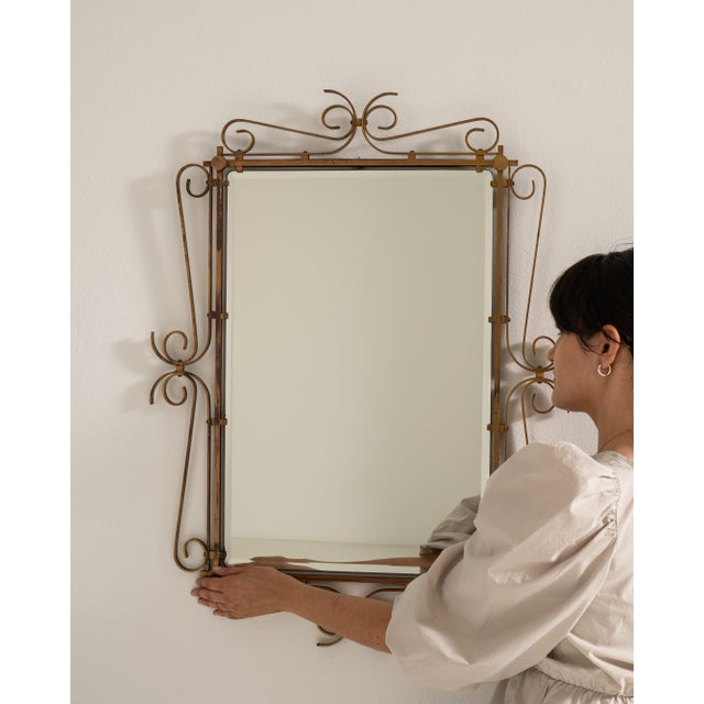 Metal Art Deco Brass Mirror, Antique, France, Circa 1930 For Sale - Image 7 of 7