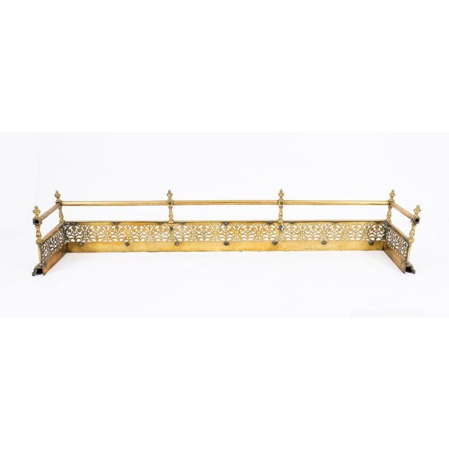 Antique Victorian Brass Fireplace Fender, 1800s For Sale - Image 9 of 11
