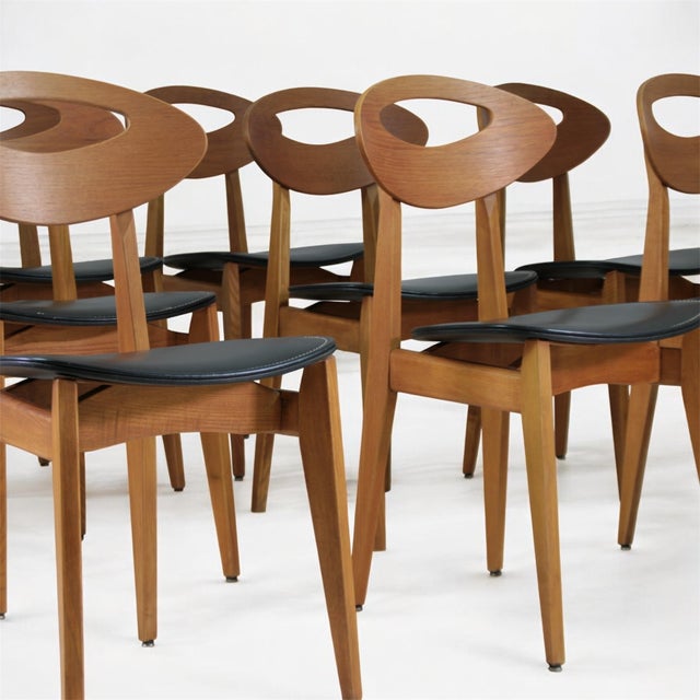1950s Ten Dining Room Chairs by Roger Landault for Maison Sentou, 1950, Set of 10 For Sale - Image 5 of 16