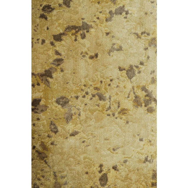 Contemporary Rug & Kilim’s Contemporary Rug in Gold With Floral Patterns “Gold Brush” For Sale - Image 3 of 7