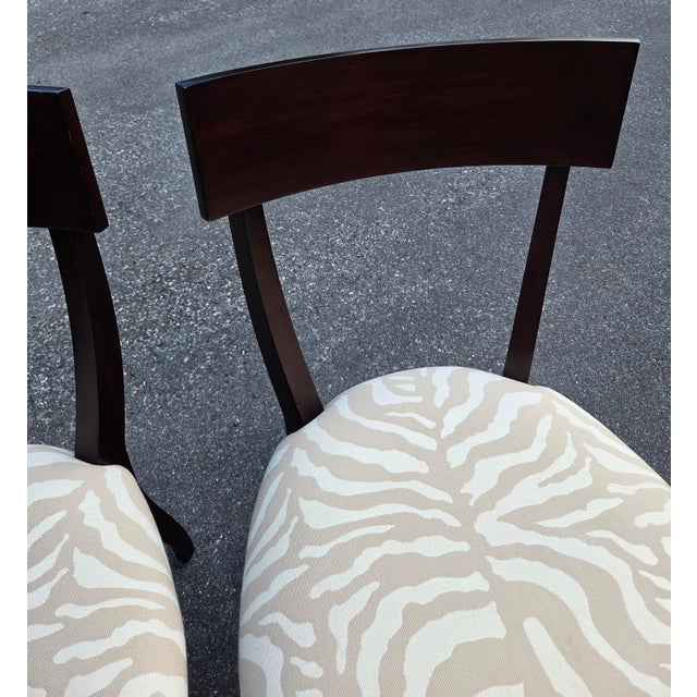 Wood Pair Ethan Allen Hathaway Klismos Dining Side Chairs Zebra Print French Regency 1990s For Sale - Image 7 of 14