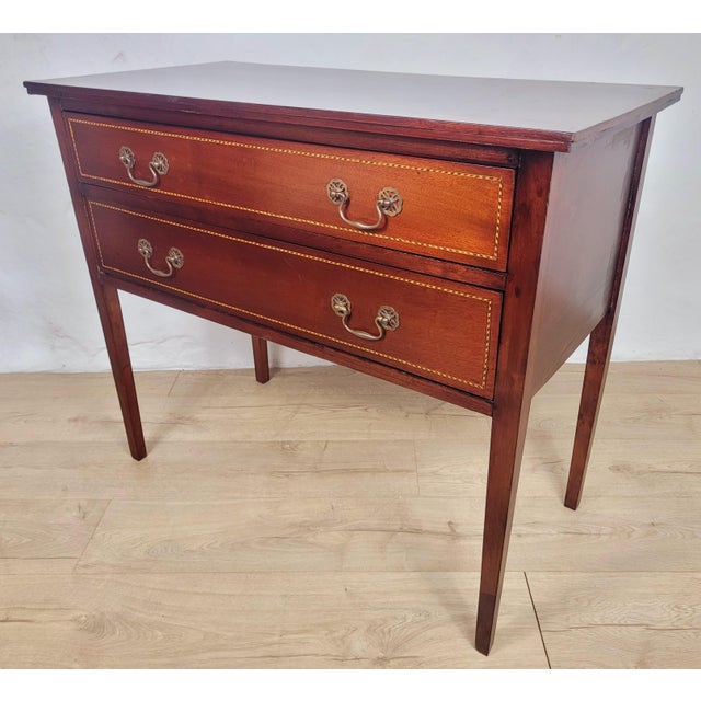 Vintage Edwardian Style Inlaid Chest of 2 Drawers, 1940s For Sale - Image 4 of 18