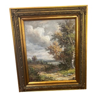 20th Century European School Impressionist Style Landscape Oil on Artist Board Framed Signed For Sale