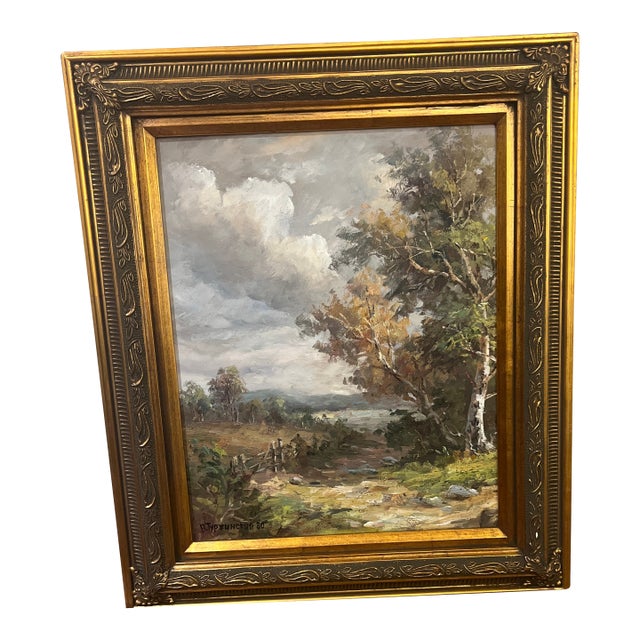 20th Century European School Impressionist Style Landscape Oil on Artist Board Framed Signed For Sale