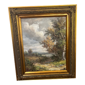20th Century European School Impressionist Style Landscape Oil on Artist Board Framed Signed