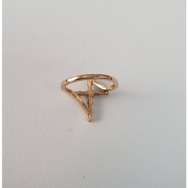 Contemporary Baguette Diamond Cross Ring .20cttw 14K Yellow Gold, Size 5.75 For Sale - Image 3 of 4