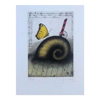 1970s Surrealist French Color Etching For Sale