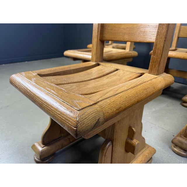 1960s Brutalist Oak Dining Chairs, 1960s, Set of 6 For Sale - Image 5 of 12