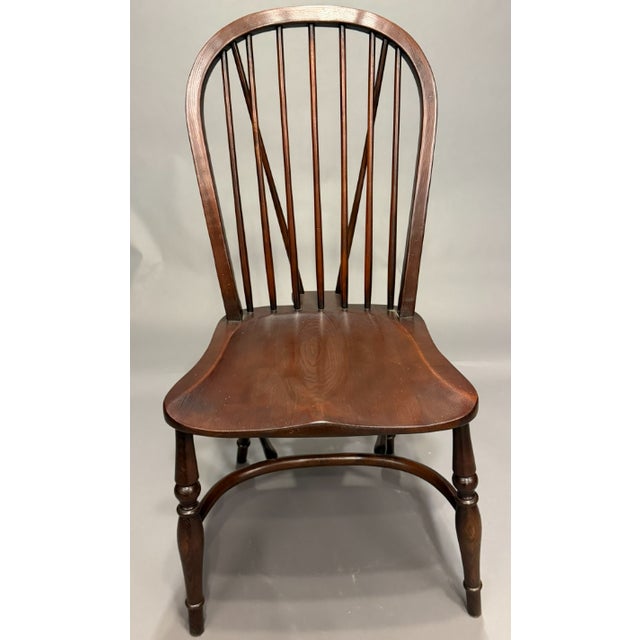 Custom English Windsor Dining Chairs, Oak & Ash, Set of 8 (6 Side + 2 Arm), Handmade C. 1995 For Sale - Image 9 of 10