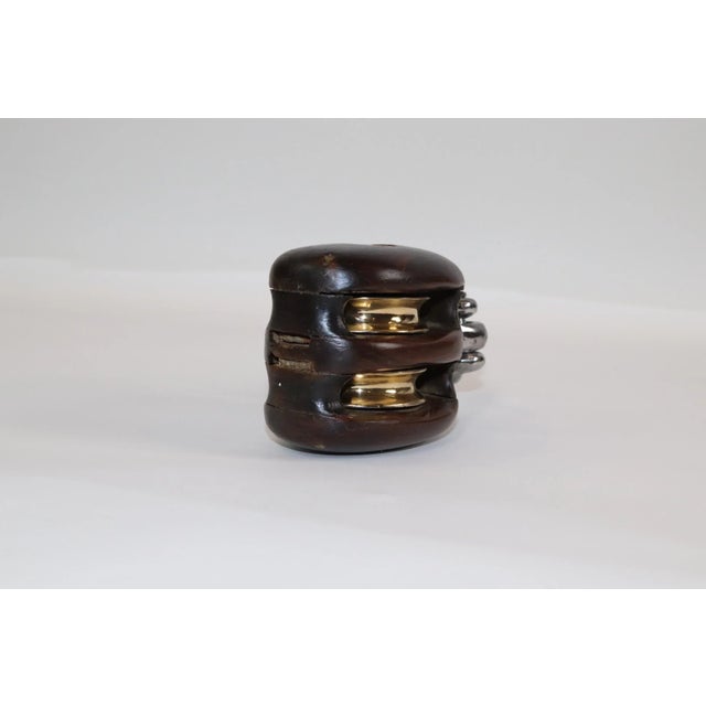 Nautical Varnished Ship Pulley with Varnish Finish For Sale - Image 3 of 7