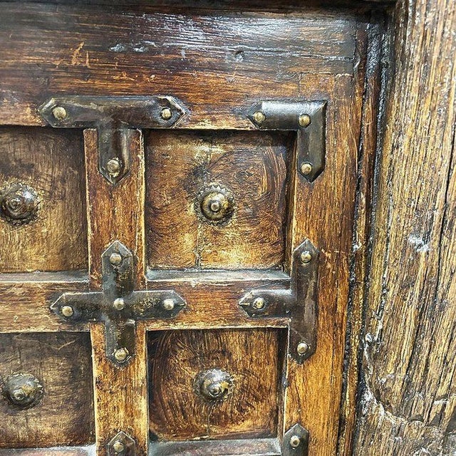 1990s Spanish Colonial Style Wood Bar W/ Iron Strapwork & Carved Columns For Sale - Image 10 of 12