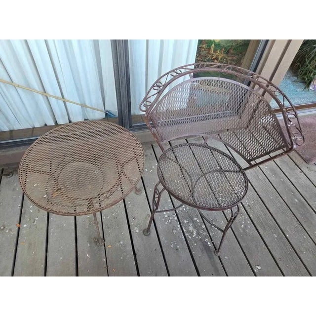 Vintage Wrought Iron Woodard Salterini Style Mid Century Outdoor Patio Set For Sale - Image 9 of 9