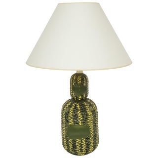 Midcentury Italian Green & Yellow Ceramic Table Lamp For Sale
