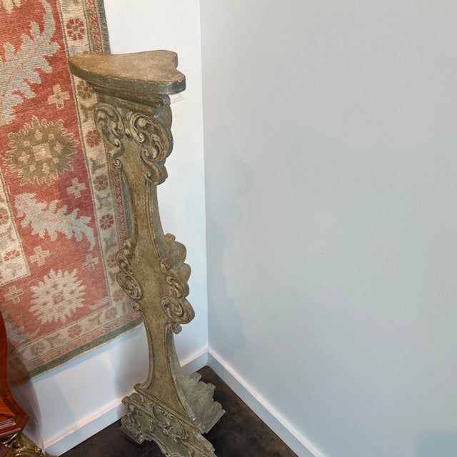 1990s Italian Hand Painted Wood Pedestal For Sale - Image 4 of 12