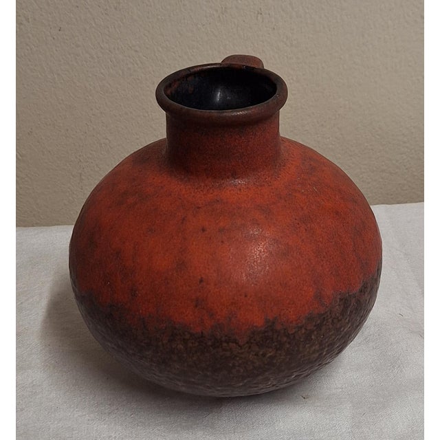 Vintage German Ceramic Vase in Brown-Red Glaze by Jasba, 1970s, in Very Good conditions. Designed 1970 to 1979 This piece...