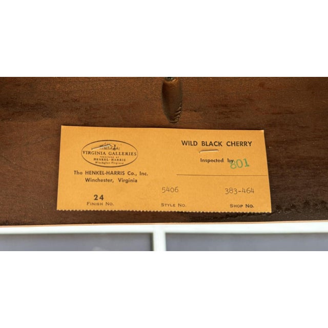 Henkel Harris Solid Cherry Pembroke Drop-Leaf Side Table Model No. 5406 For Sale - Image 15 of 18