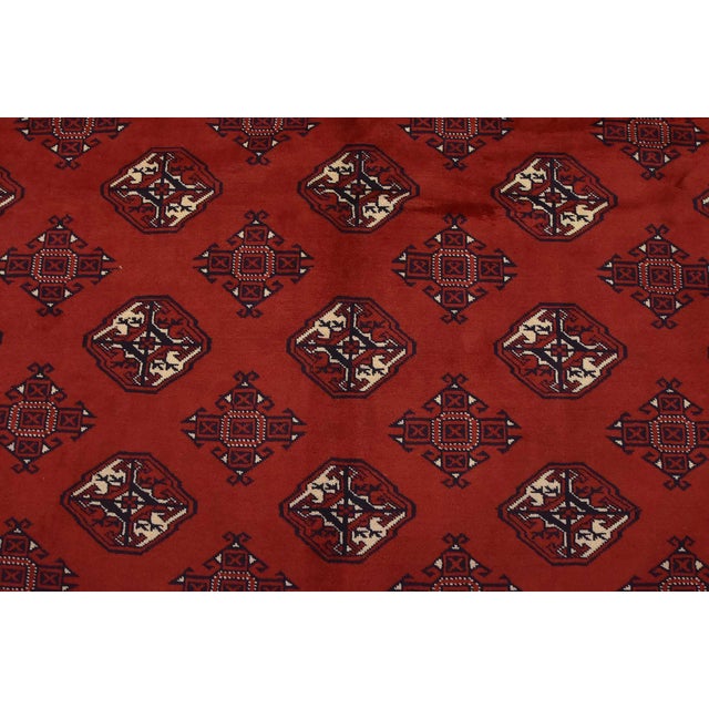Turkmen Rug 10’1” X 12’6” Red Wool Vintage Tribal Hand-Knoted Carpet For Sale In Philadelphia - Image 6 of 14