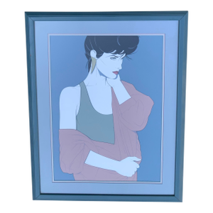1980s Patrick Nagel "Blue Sweater (Sweater Off Shoulder)" Seriograph