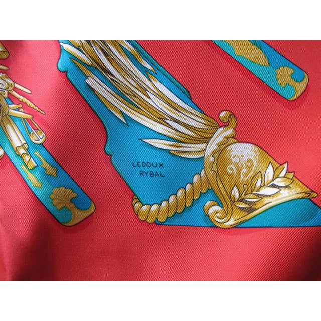 1980s Hermes France Carre 90 La Marine a Rames Rowing Navy Red Silk Scarf For Sale - Image 5 of 10