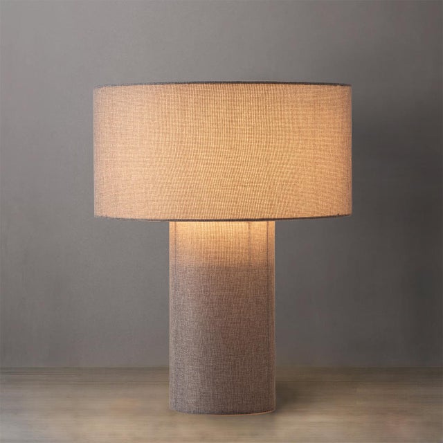 Mid-Century Modern Moonlight Table Lamp - Cashmere Gray Linen Shade, Dimmer Switch For Sale - Image 3 of 6