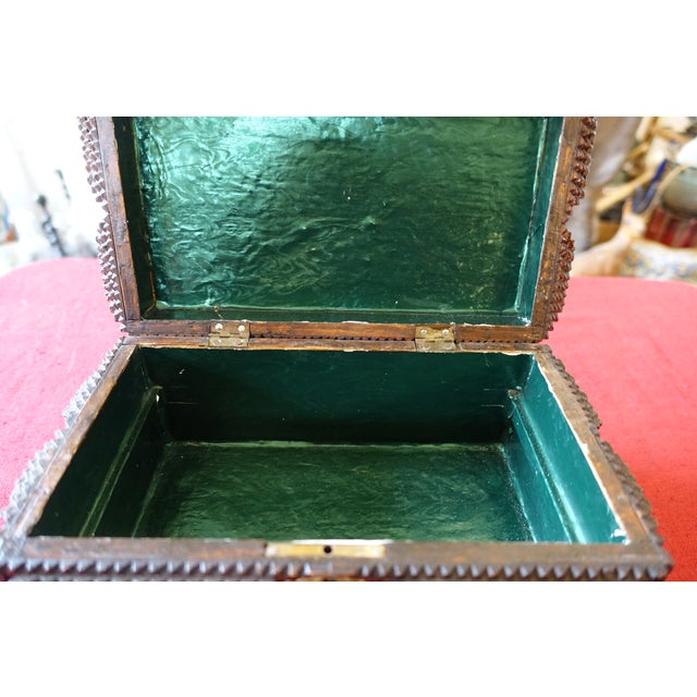 Folk Art Sewing Box, 1920s For Sale - Image 4 of 6